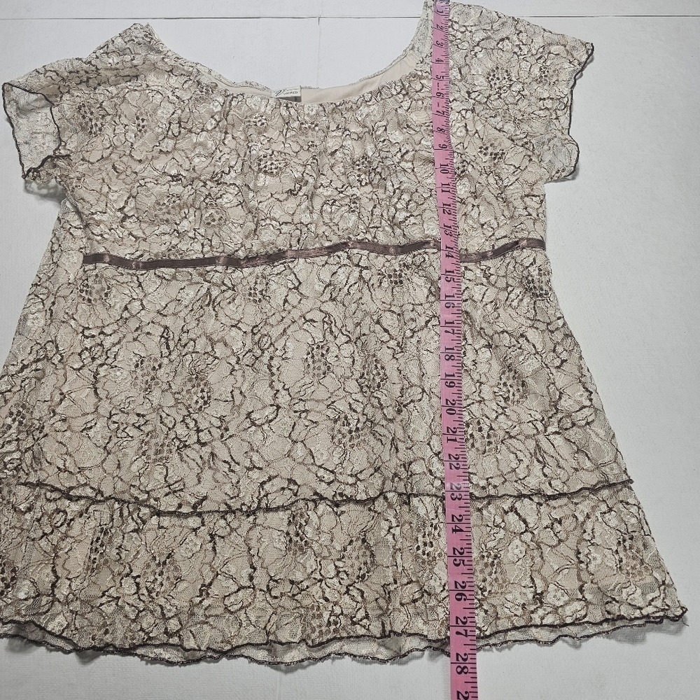 Venezia 18/20 blouse with lace. Brown and beige. - Picture 7 of 8